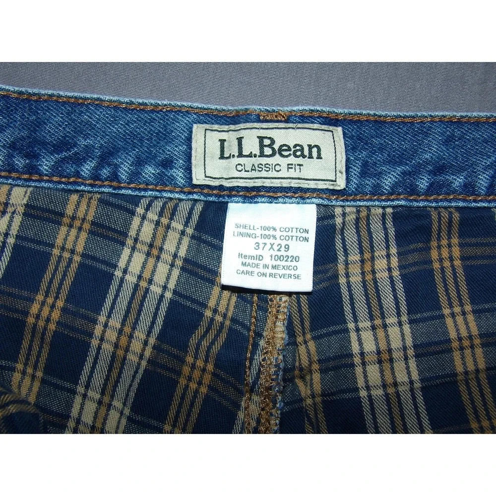 L.L. Bean 100% Cotton Flannel Lined Straight Leg Denim Jeans Men's 37 X 29